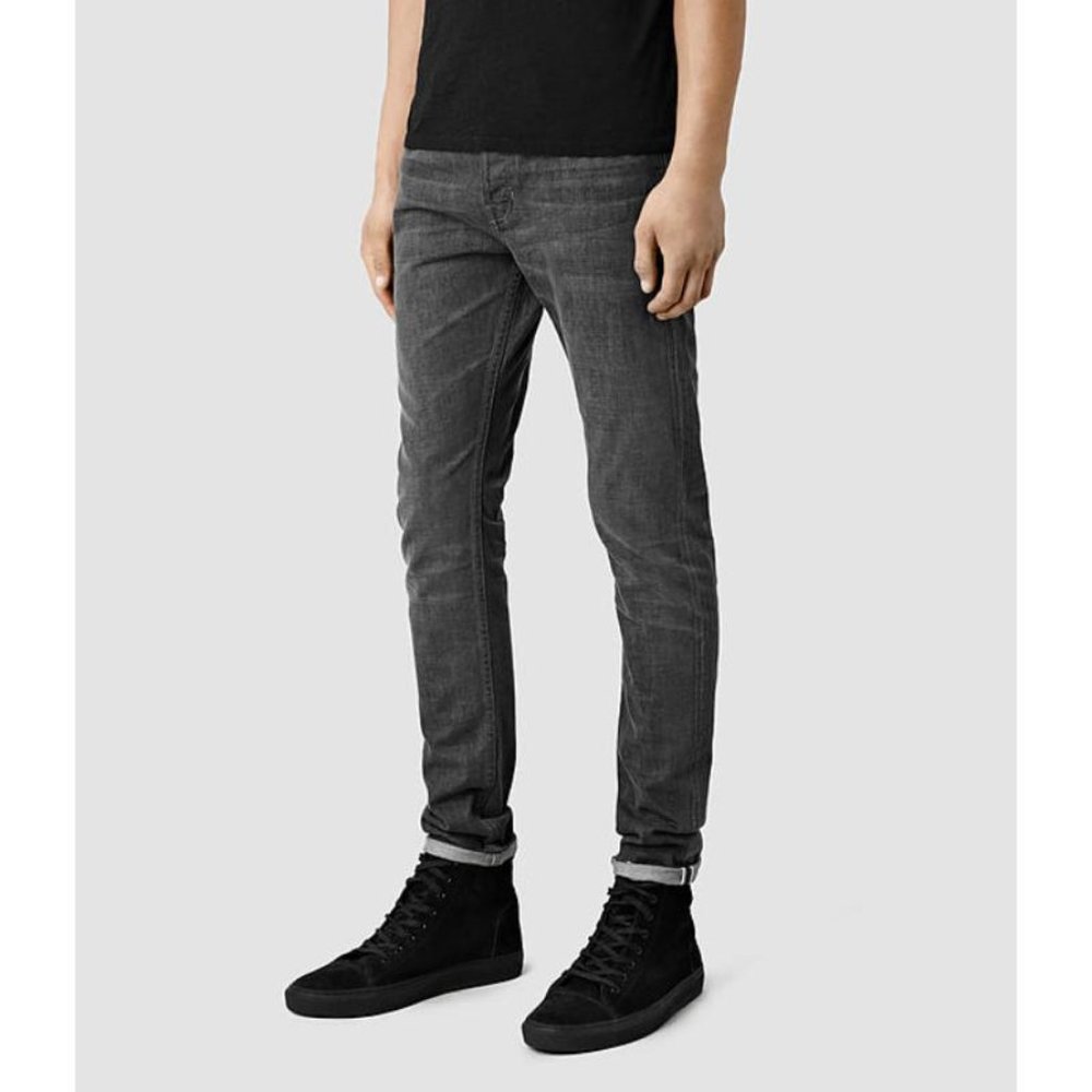 All saints jeans men's 28 30x32 Selvedge Nixon Pistol button fly gray cotton